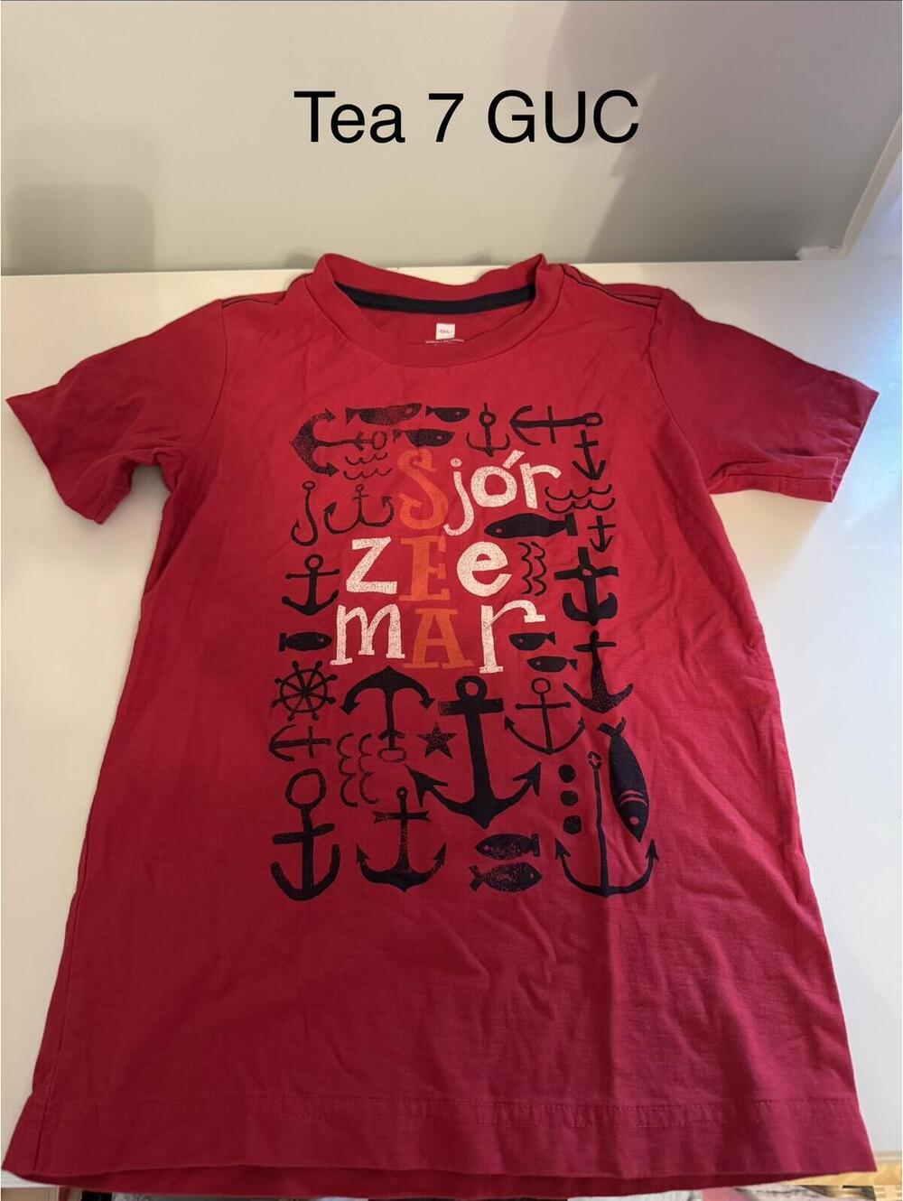 Tea Collection Red Graphic Tee Size 7 GUC
